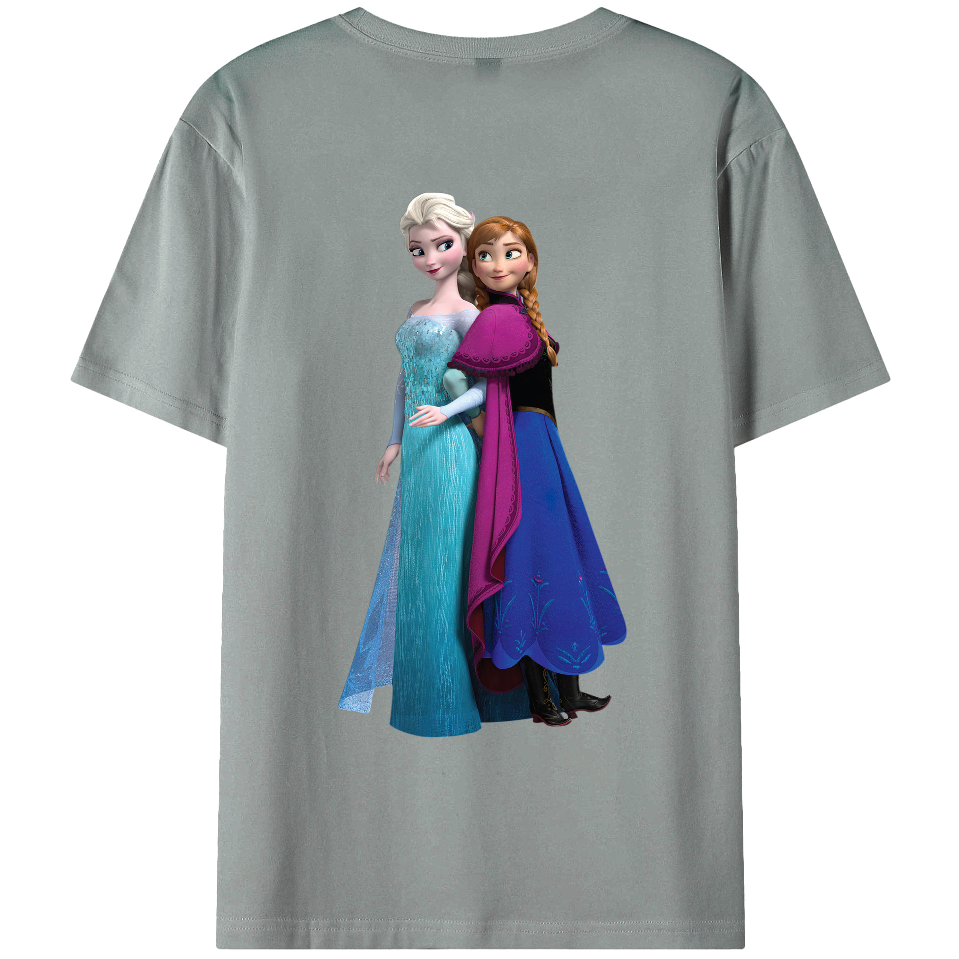 （画像用） アナと雪の女王 アンナ エルサ Frozen Anna Elsa 綿100％ メンズ半袖Tシャツ（バックプリント） 通気性